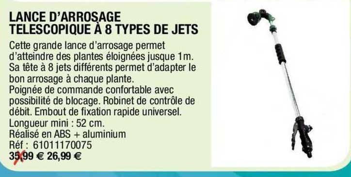lance d'arrosage télescopique à 8 types de jets