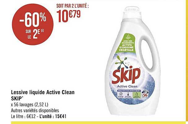 Lessive Liquide Active Clean Skip