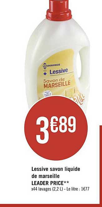 lessive savon liquide de marseille leader price