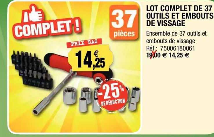 lot complet de 37 outils et embouts de vissage