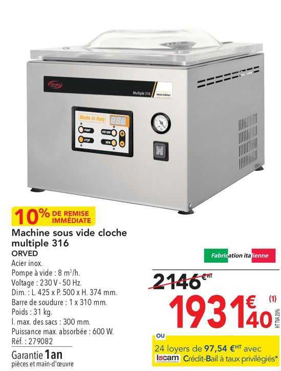 machine sous vide cloche multiple 316 orved