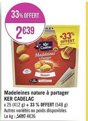 madeleines nature à partager ker cadelac