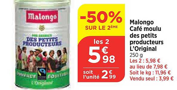 malongo café moulu des petits producteurs l'original