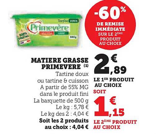 matière grasse primevère