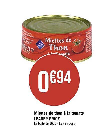 miettes de thon à la tomate leader price