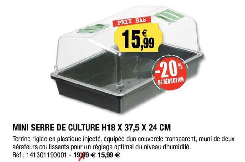 mini serre de culture h18 x 37,5 x 24 cm