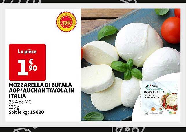 Mozzarella Di Bufala Aop Auchan Tavola In Italia