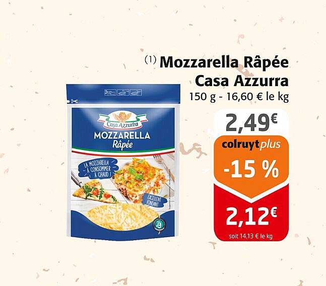 mozzarella râpée casa azzurra