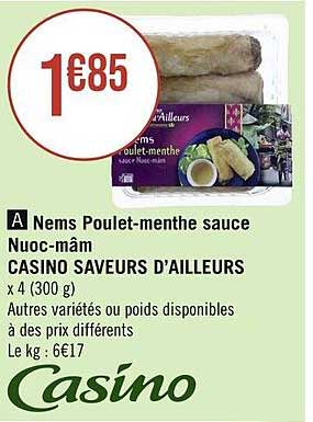 nems poulet-menthe sauce nuoc-mâm casino saveurs d'ailleurs
