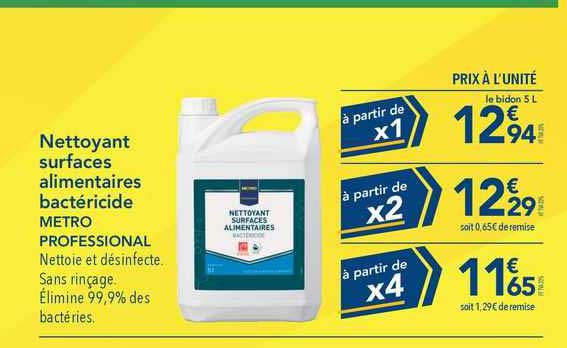 nettoyant surfaces alimentaires bactéricide metro professional