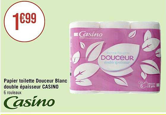 papier toilette douceur blanc doubel épaisseur casino