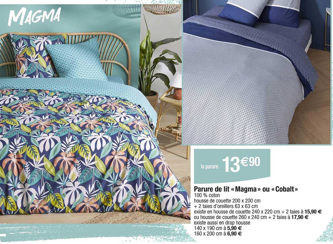 parure de lit "magma" ou "cobalt"