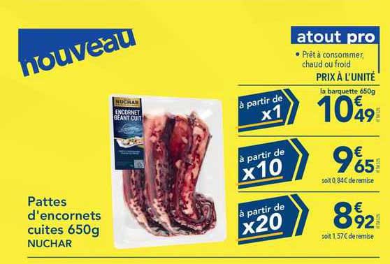 pattes d'encornets cuites 650 g nuchar