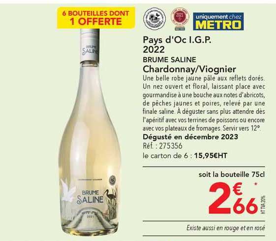 pays d'oc i.g.p. 2022 brume saline chardonnay/viognier