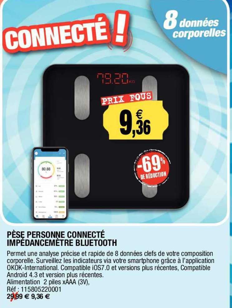 pèse personne connecté impédancemètre bluetooth