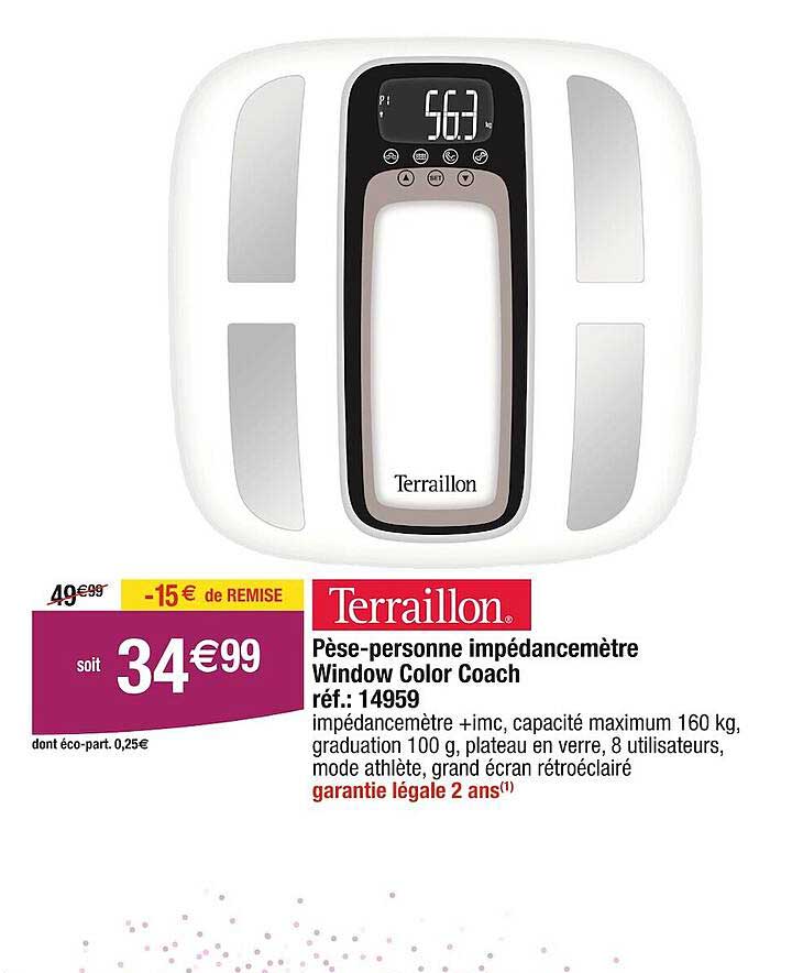 pèse-personne impedancemètre window color coach terraillon