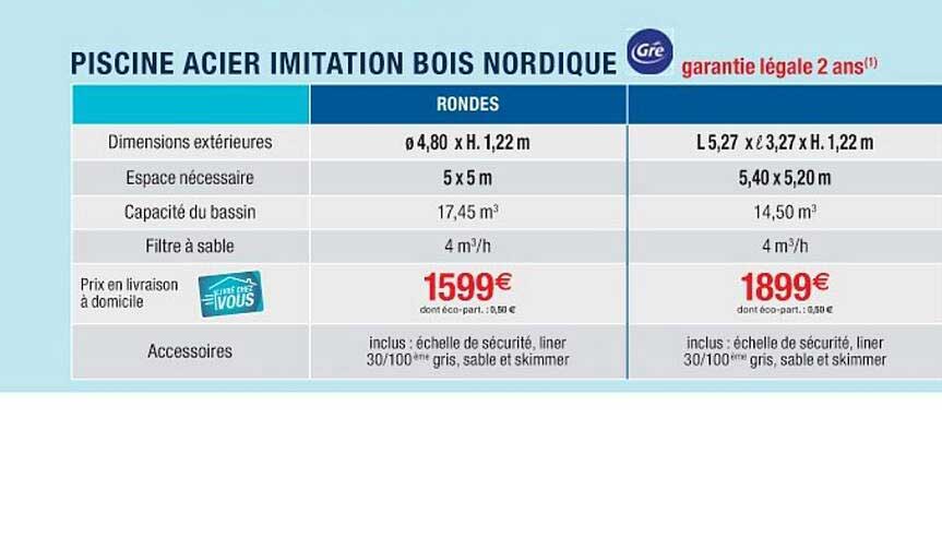 piscine acier imitation bois nordique gré