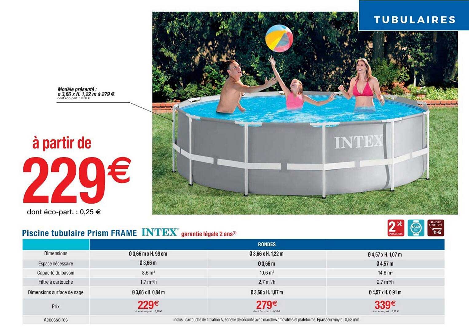 piscine tubulaire prism frame intex