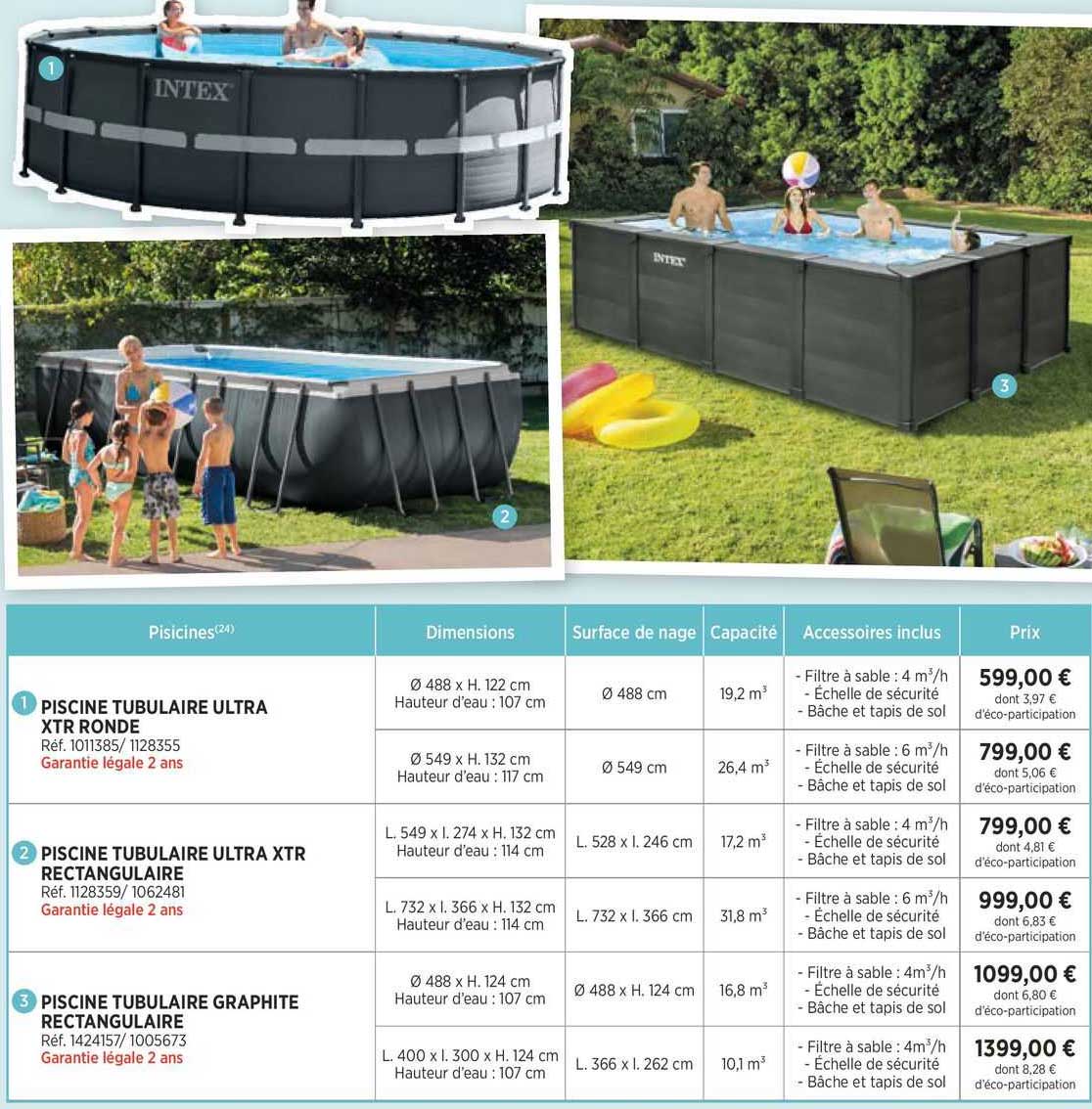 piscine tubulaire ultra xtr ronde, piscine tubulaire ultra xtr rectangulaire, piscine tubulaire graphite rectangulaire