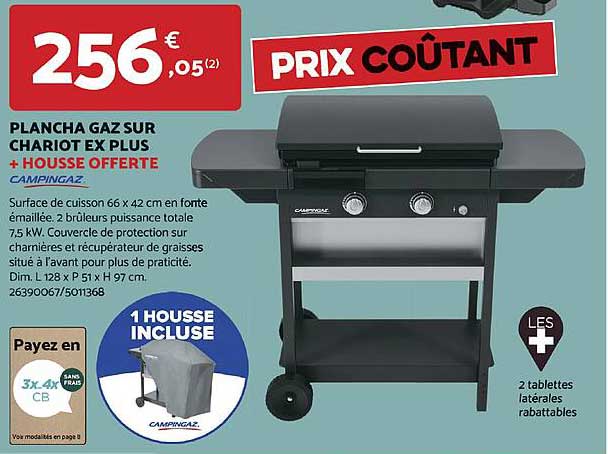 Plancha Gaz Sur Chariot Ex Plus + Housse Offerte Campingaz