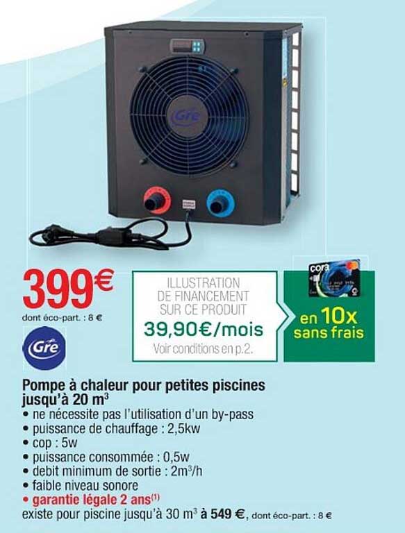 pompe à chaleur pour petites piscines jusqu'à 20 m³ gré