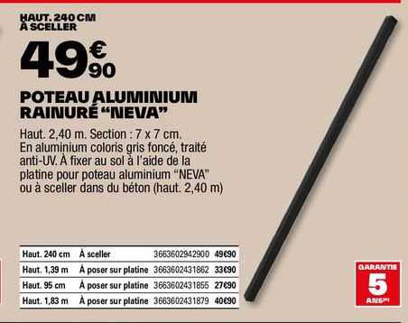 poteau aluminium rainuré "neva"