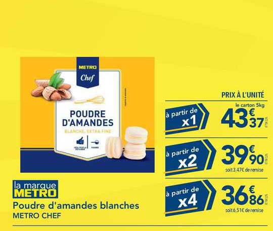 poudre d'amandes blanches metro chef