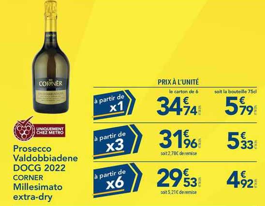 prosecco valdobbiadene docg 2022 corner millesimato extra-dry