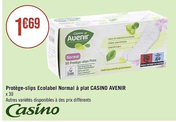 protège-slips ecolabel normal à plat casino avenir