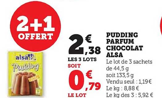 pudding parfum chocolat alsa