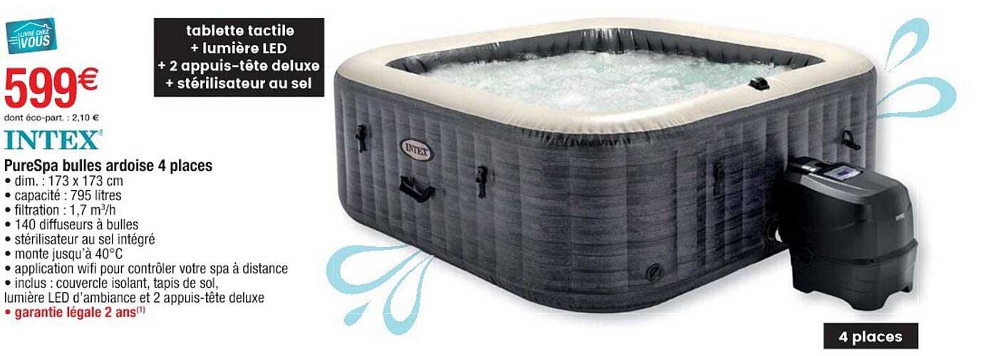 pureSpa bulles ardoise 4 places intex