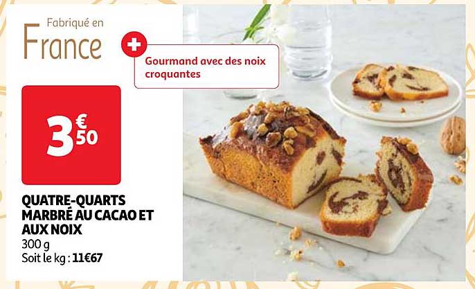 quatre-quarts marbré au cacao et aux noix