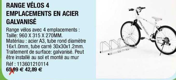 range vélos 4 emplacements en acier galvanisé