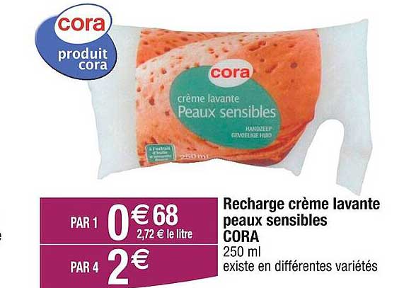 recharge crème lavante peaux sensibles cora