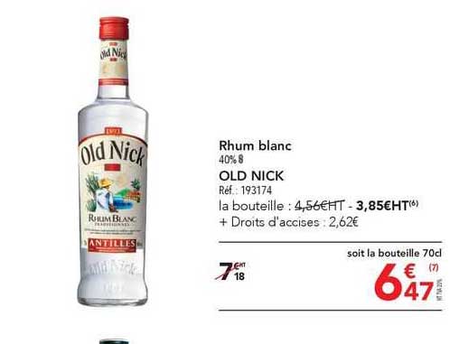 rhum blanc 40% old nick