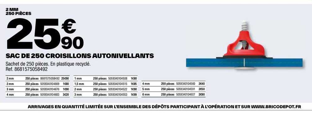 sac de 250 croisillons autonivellants