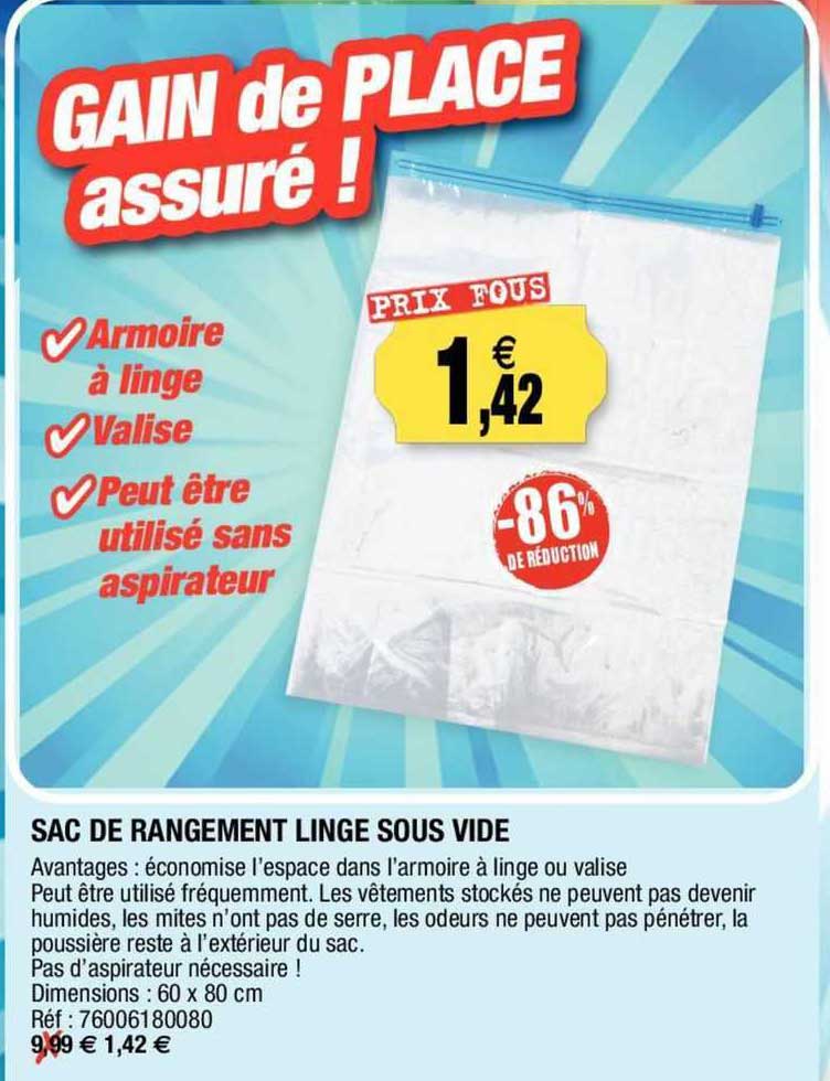 sac de rangement linge sous vide