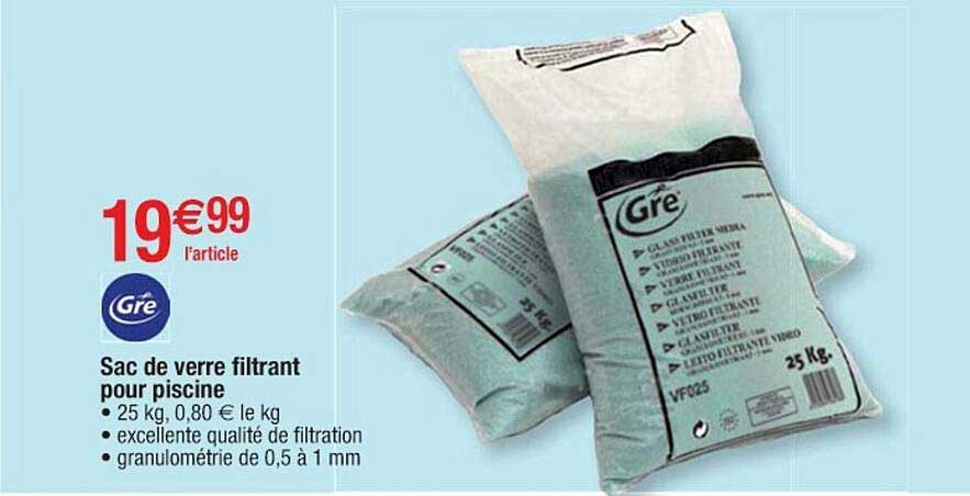 sac de verre filtrant pour piscine gré