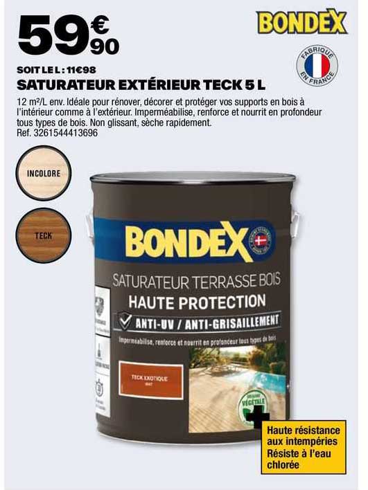 Saturateur Extérieur Teck 5 L Bondex