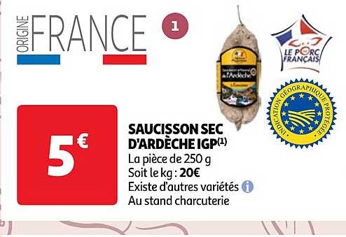 saucisson sec  d'ardèche igp