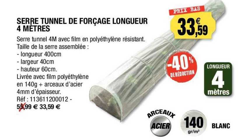 serre tunnel de forçage longueur 4 mètres