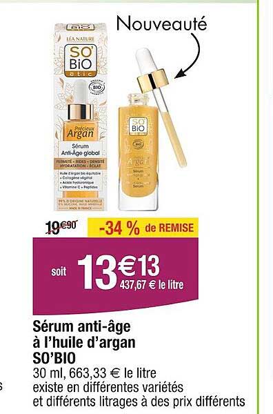 sérum anti-âge à l'huile d'argan so'bio