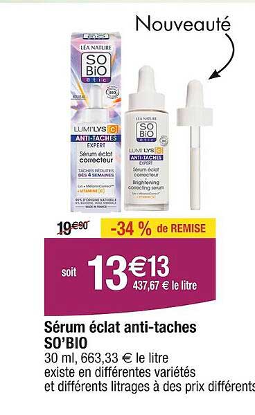 sérum éclat anti-taches so'bio