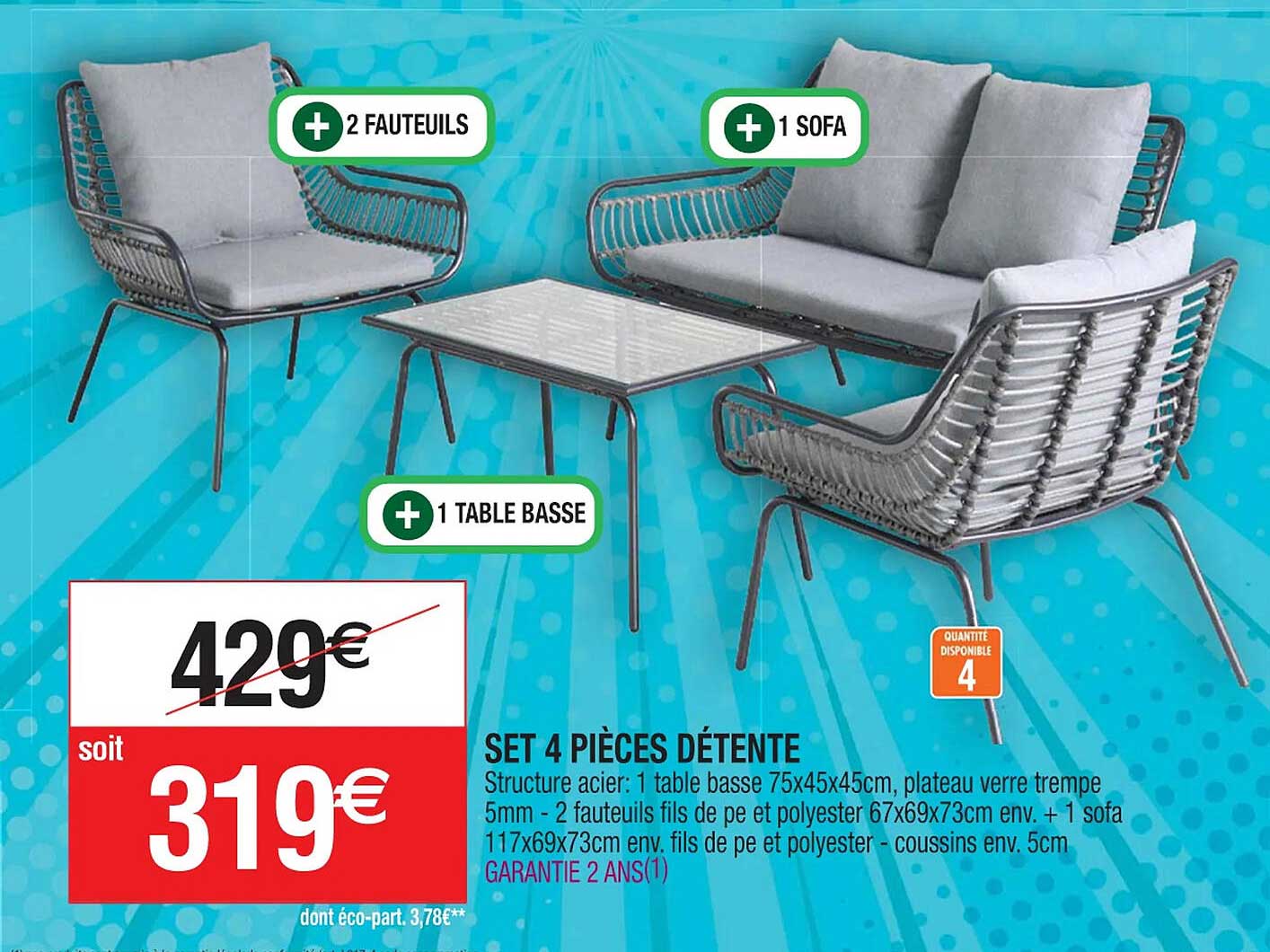 set 4 pièces détente