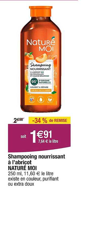 shampooing nourrissant à l'abricot naturé moi