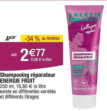 shampooing réparateur energie fruit