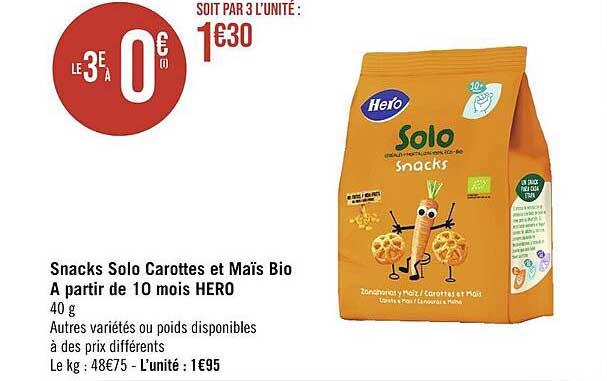 snacks solo carottes et maïs bio à partir de 10 mois hero
