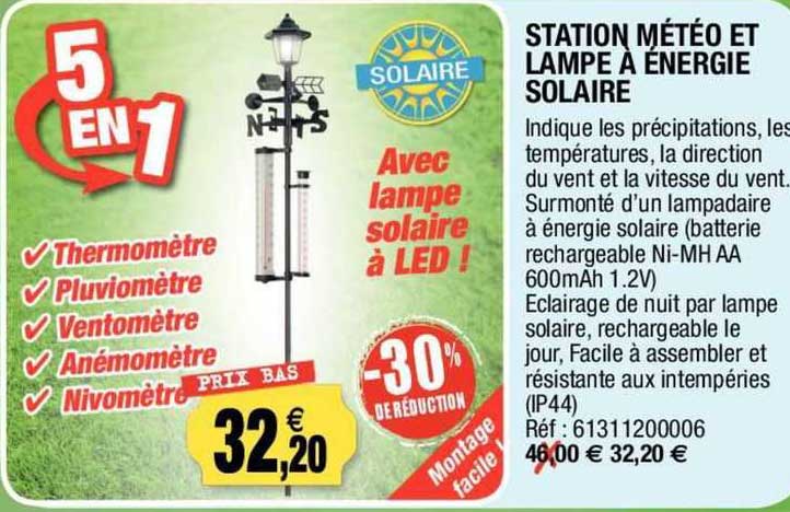 station météo et lampe à énergie solaire