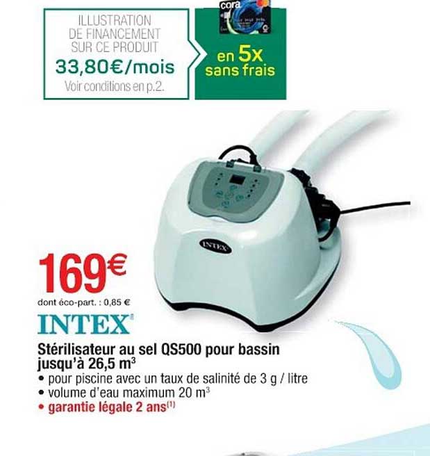 stérilisateur au sel qs500 pour bassin jusqu'à 26,5 m³ intex