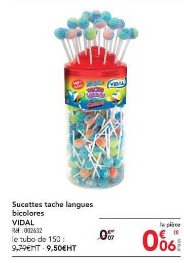 sucettes tache langues bicolores vidal